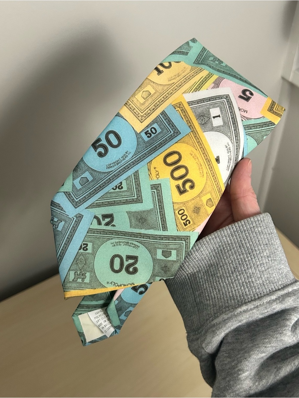 Vintage Ralph Marlin Monopoly Money Neck Tie Men's Necktie 1996
